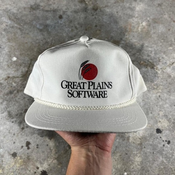 Vintage 90s Great Plains Software snapback hat - white and red - Picture 1 of 6